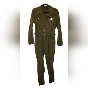 Stylish Olive/Army Green Utility Jumpsuit Size 8